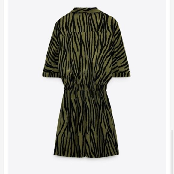 Zara Green animal zebra print short jumpsuit romper size XS - Picture 10 of 16